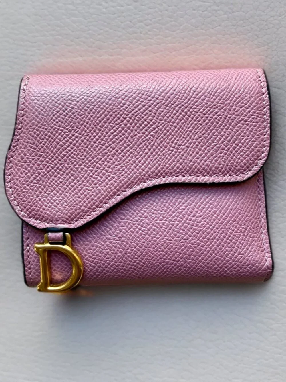 Christian Dior Pink Leather Lotus Saddle Compact Wallet